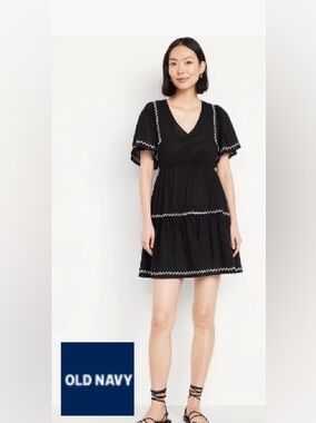 Old Navy Black Mini Dress with White Trim